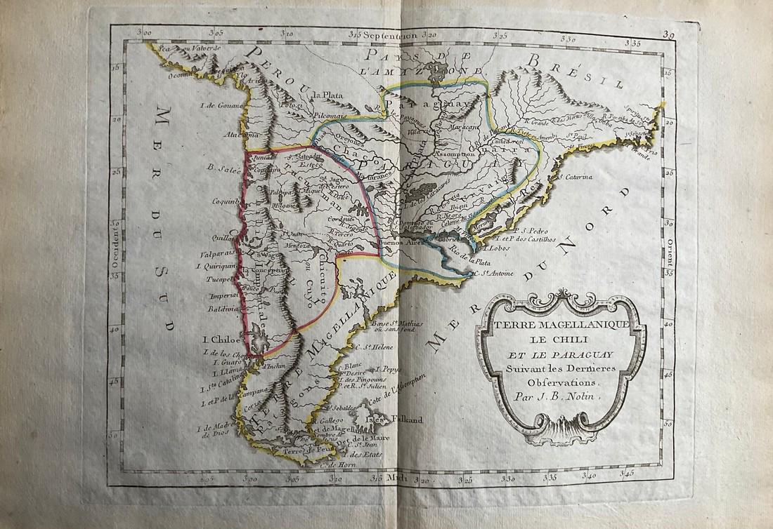 Southern South America, 1780/81 scarce map by J. B. Nolin (1 of 2)