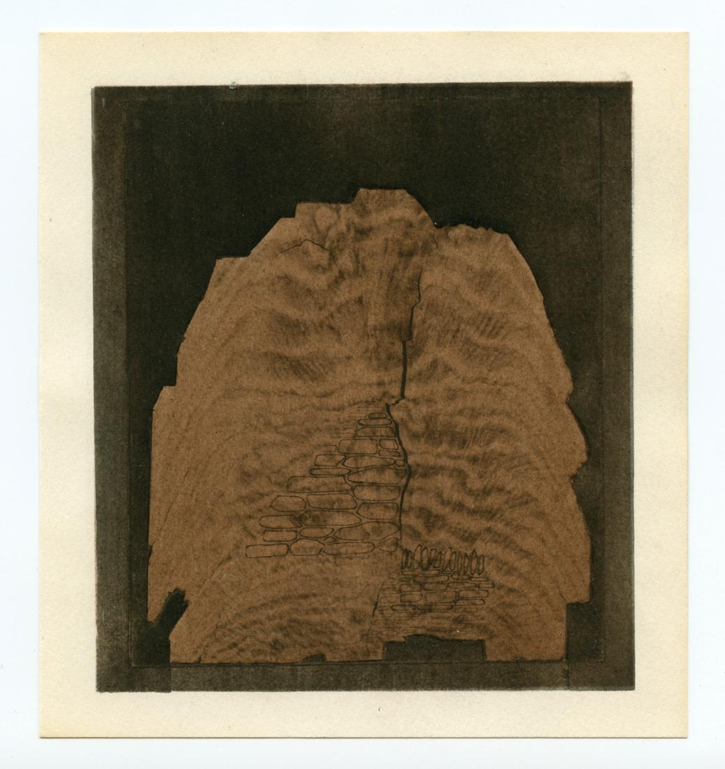 Victor Vasarely pochoir: Medium: pochoir (after the painting). Printed in 1962 at the atelier of Daniel Jacomet and published by Le Point Cardinal Gallery for a scarce exhibition catalogue. Size: 5 x 4 5/8 inches (128 x 118 m