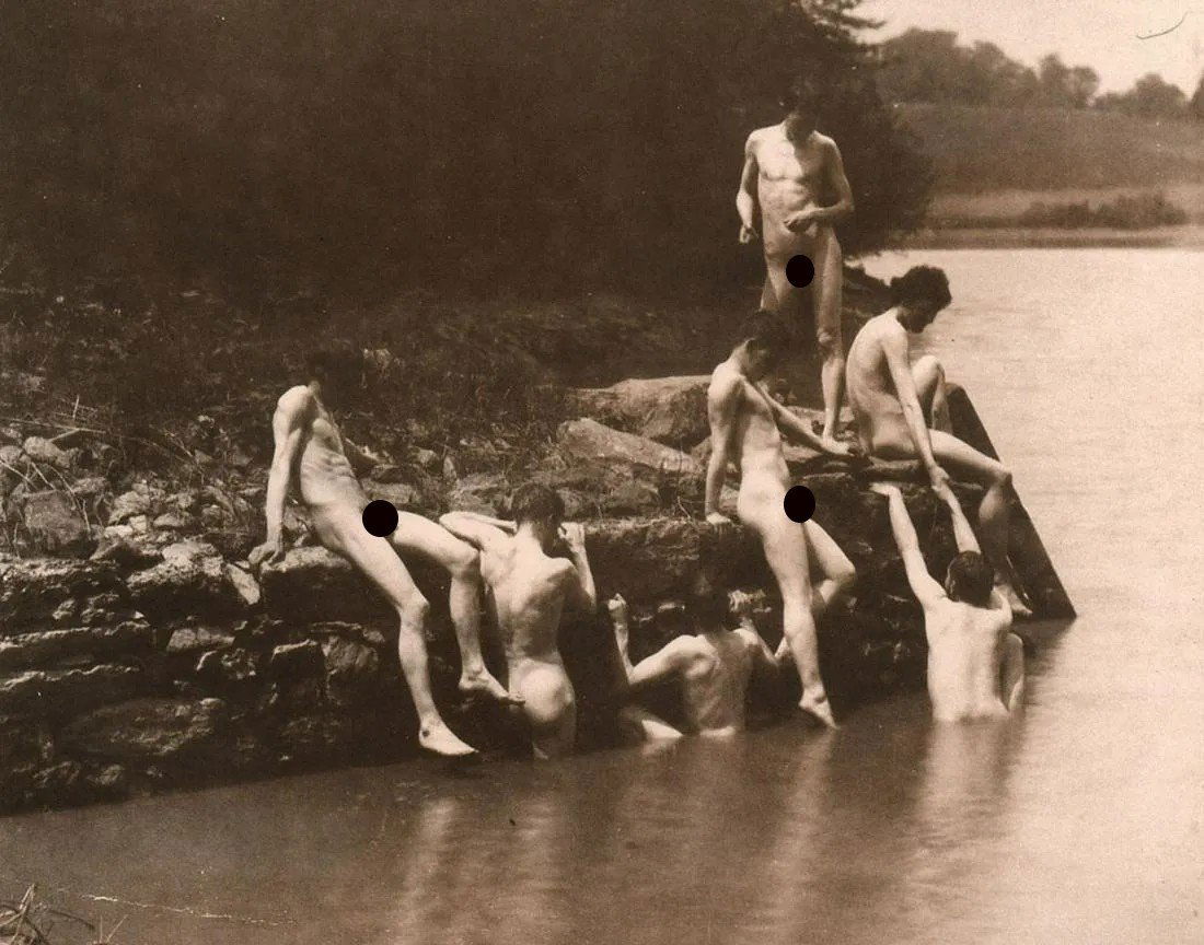 THOMA EAKINS - Male Nudes, at a swimming hole, 1883 (1 of 2)