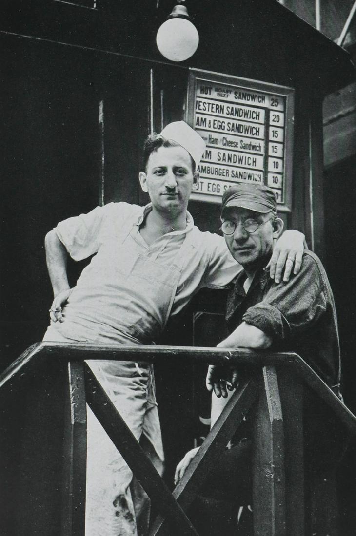 WALKER EVANS - New York, outside a deli, 1931: Artist: WALKER EVANS Print Title: New York, outside a deli, 1931 Printing Date: 1930’s Medium: Vintage Authentic Photoengraving Printed in: the USA Image Size: 7 x 4.5” Walker Evans(1903&#