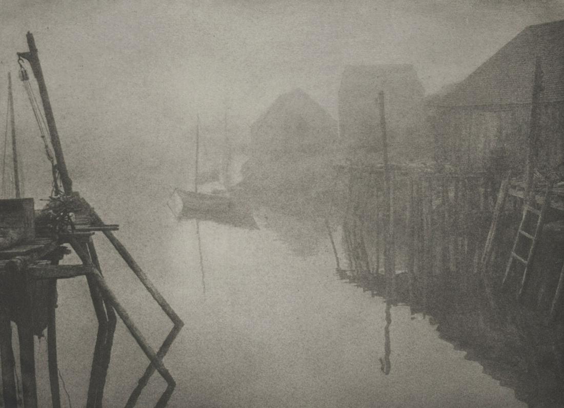 ADOLF FASSBENDER - Fishermen's Menace: Artist: ADOLF FASSBENDER Print Title: Fishermen's Menace Medium: Authentic vintage Sheet-fed photogravure, Limited edition portfolio 363/1000 Printed 1937 in the US Image size (inches) approx. 7.5 x 1