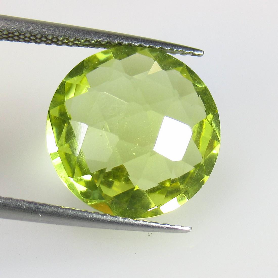 7.31 Ctw Natural Lemon Quartz Round Checkerboard Cut: No Reserve! Title: 7.31 Ctw Natural Lemon Quartz Round Checkerboard Cut Stone Clarity: VVS Gemstone: Natural Lemon Quartz Carat/Weights: 7.31 Size/Dimension: 14.00 x 14.00 x 6.60 mm Additional Informa
