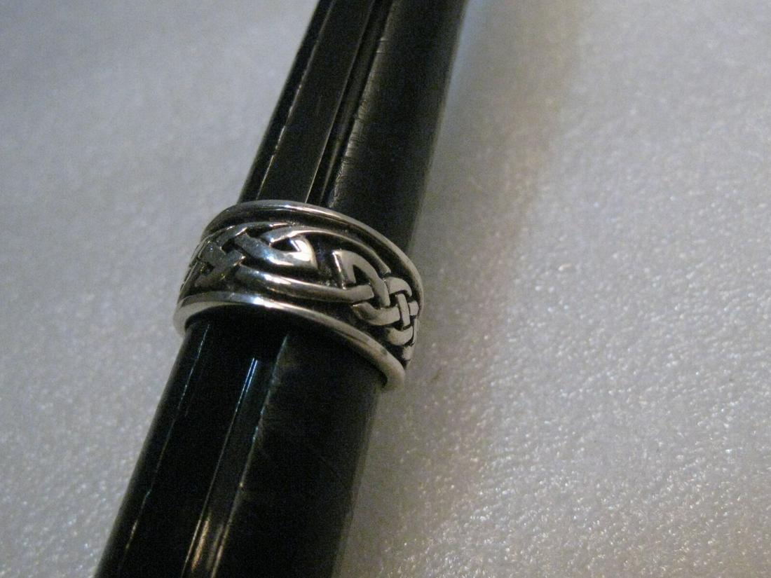 Vintage Sterling Celtic Knot Ring, Wide Band, Tapered, Size 8, Unisex, Heavy (1 of 8)