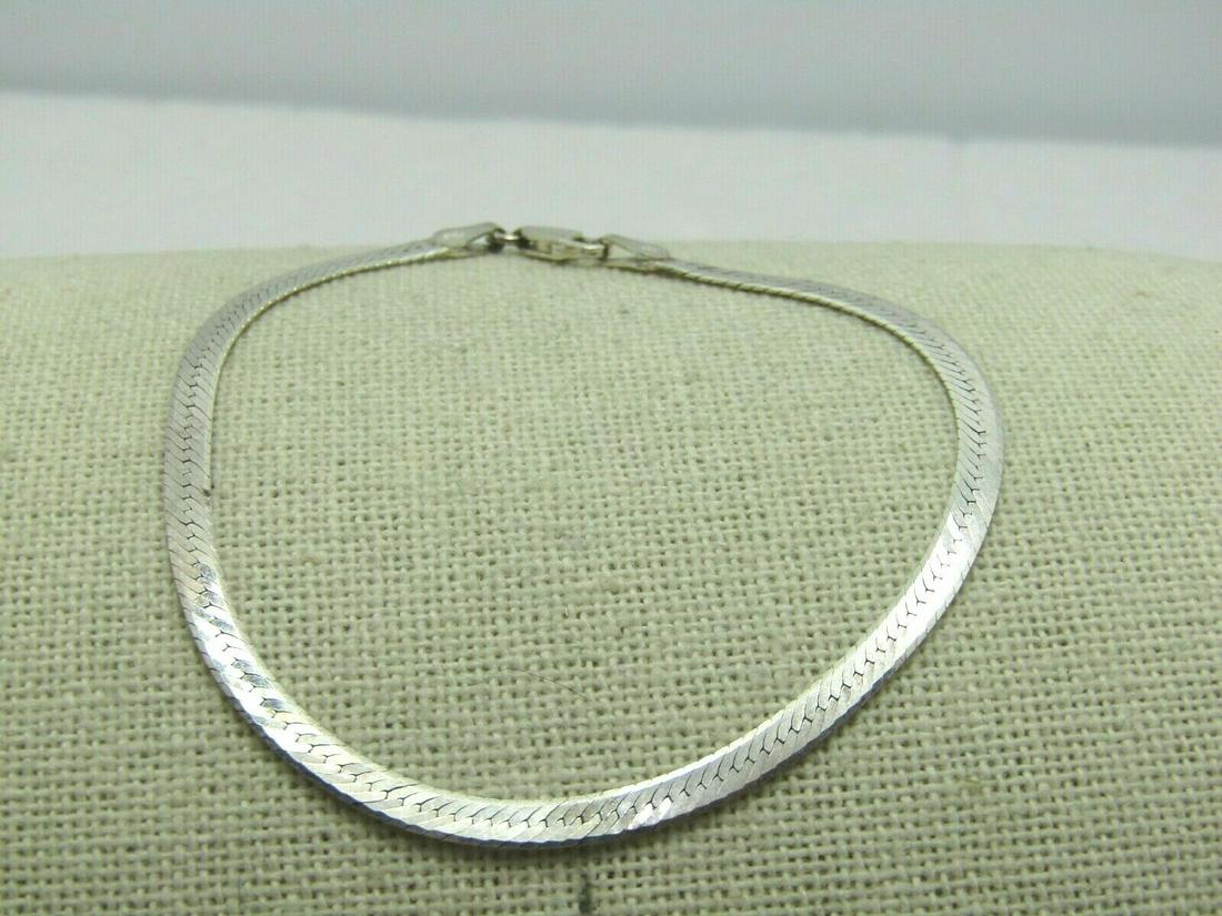 Vintage Sterling Silver Herringbone Bracelet, 3.5mm, 3.08 gr. 7.5" Signed IBB (1 of 5)