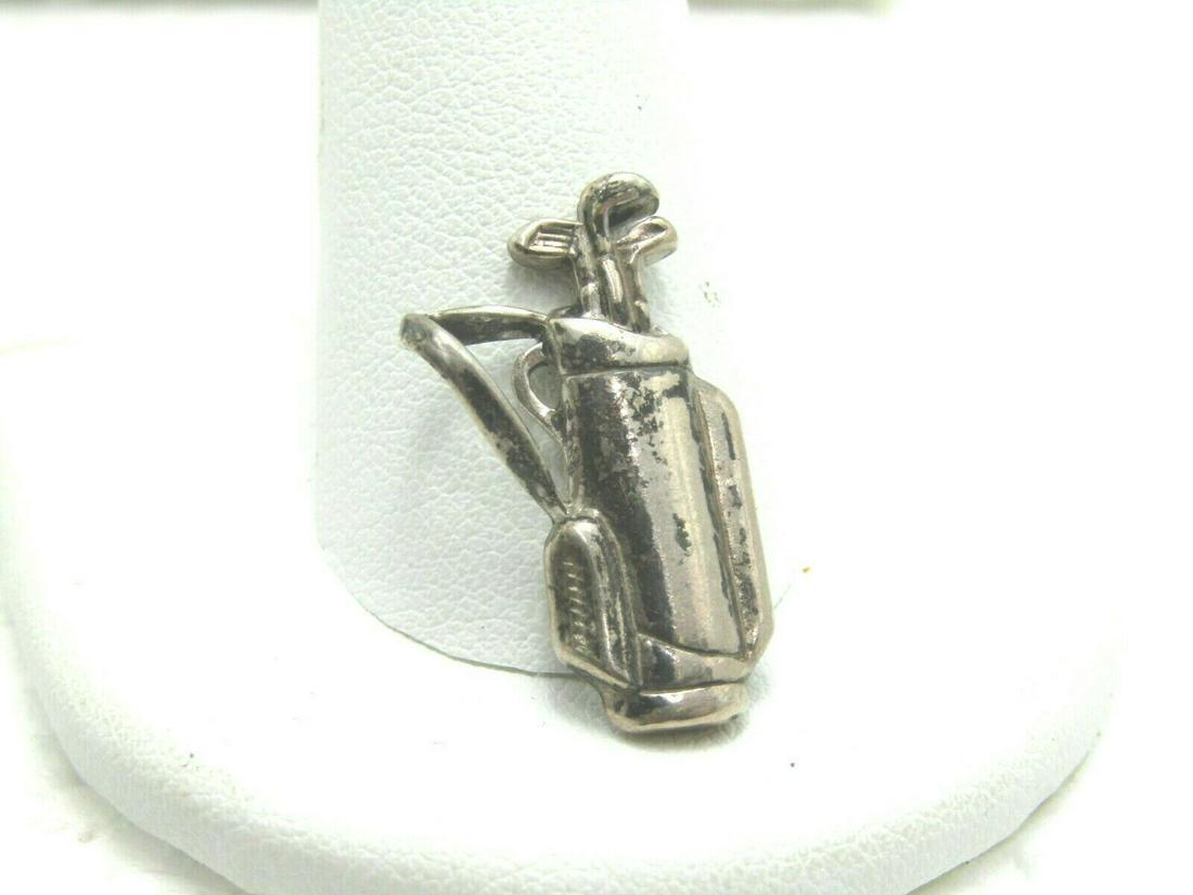 Vintage Sterling Golf Bag Pendant, 2.59 gr. 1", 1960's (1 of 6)