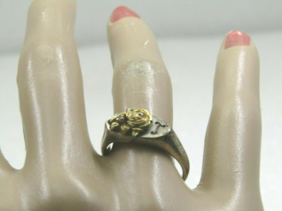 Vintage Sterling & Gold Plated Rose Ring, Initial J, Sz. 7.5, Signed Keepsake (1 of 6)