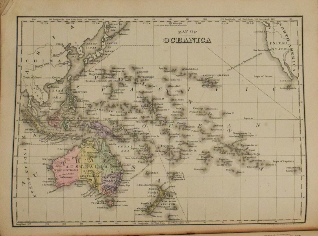 1891 Mitchell Map of Oceania and Australia -- Map of Oceania: Title: 1891 Mitchell Map of Oceania and Australia -- Map of Oceania Cartographer: S Mitchell Year/Place: 1891, Philadelphia Dimensions: 8.2 X 10.6 in. Description: This is an excellent map of Oceania 