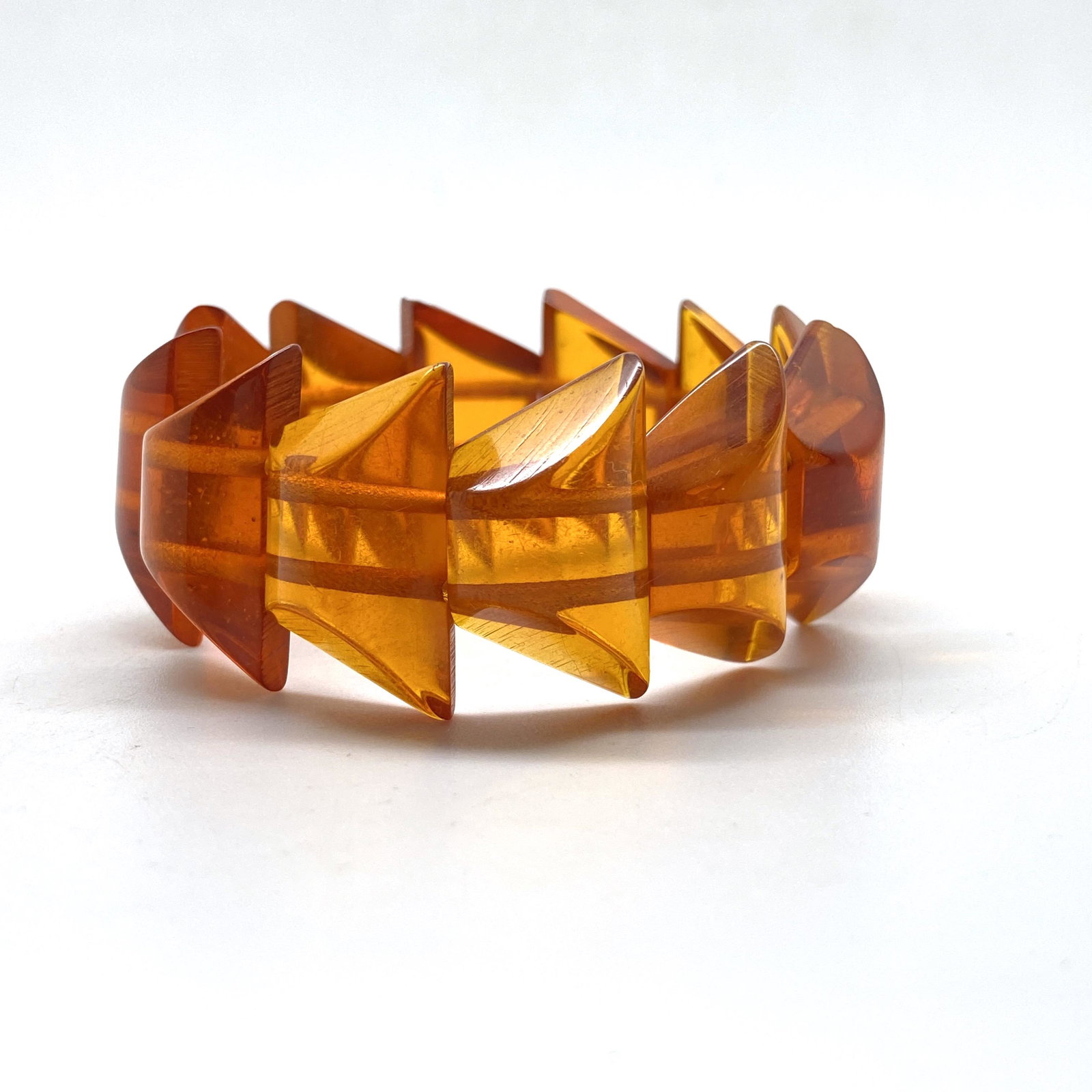 Splendid Unique Vintage Amber Bracelet made from Hand Carved Amber beads (1 of 7)