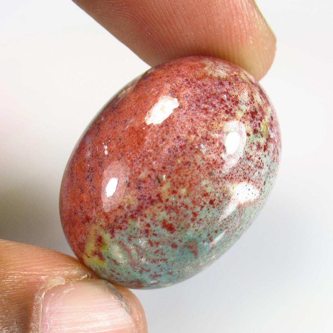 44.57 Ctw Natural Jasper Oval Cabochon: No Reserve! Title: 44.57 Ctw Natural Jasper Oval Cabochon Stone Clarity: Opaque Gemstones: Natural Jasper Carat Weights: 44.57 Size/Dimensions: 27.00 x 20.40 x 11.30 mm Additional Information: Nice Ov