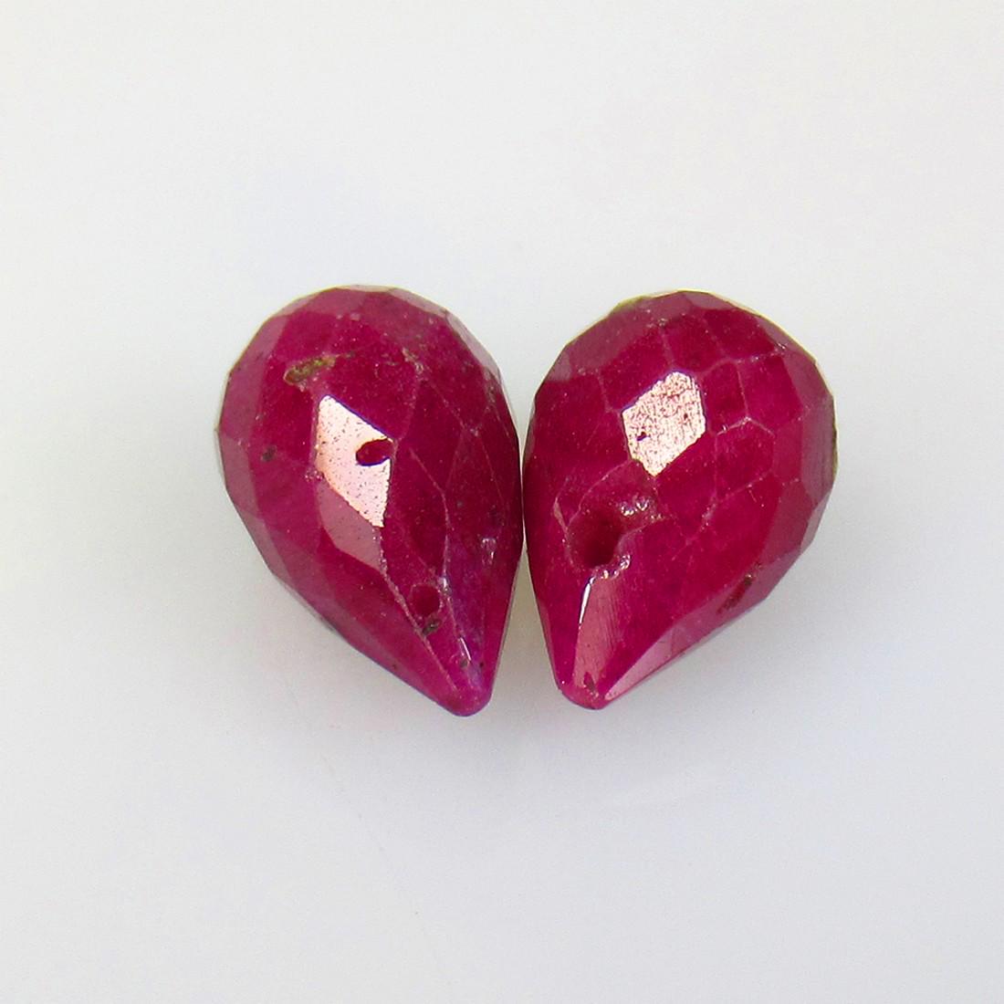 7.28 Ctw Natural 2 Mozambique Red Ruby Pear Drop Beads (1 of 2)