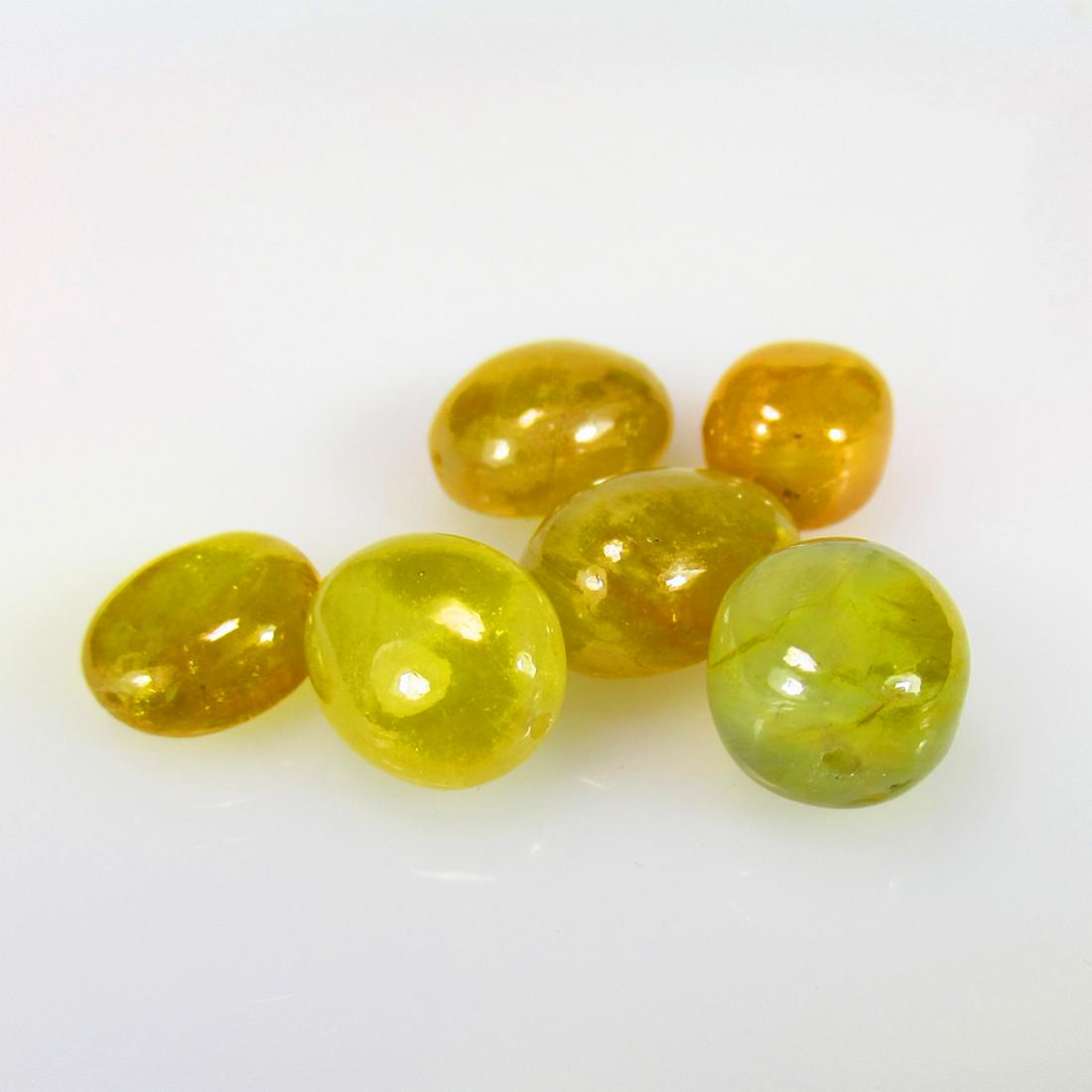 48.14 Ctw Natural 6 Yellow Sapphire Dumble Beads: No Reserve! Title: 48.14 Ctw Natural 6 Yellow Sapphire Dumble Beads Stone Clarity: Semi-Transparent Gemstone: Natural Sapphire Beads Carat Weights: 48.14 Size/Dimensions: 9.0x7.5 to 12.0x9.3 mm / 6 PC