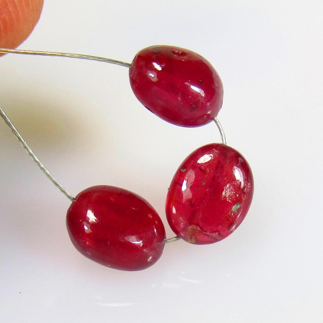6.53 Ctw Natural 3 Mozambique Red Ruby Dumble Beads (1 of 2)