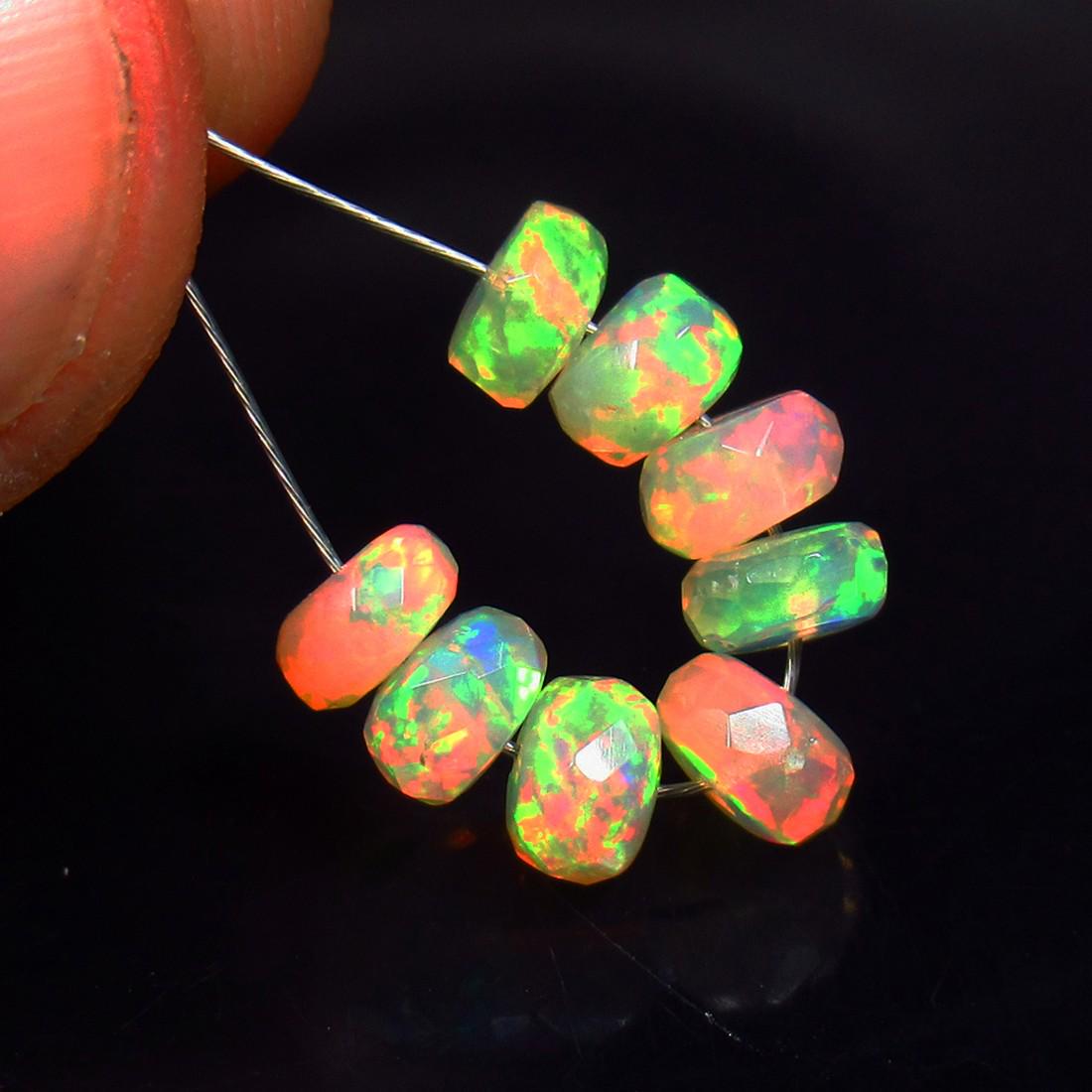 3.01 Ctw Natural 8 Drilled Faceted Fire Opal Beads: No Reserve! Title: 3.01 Ctw Natural 8 Drilled Faceted Fire Opal Beads Stone Clarity: Transparent Gemstone: Faceted Fire Opal Beads Carat Weights: 3.01 Size/Dimensions: 4.60 to 5.00 mm / 8 PC's Additio