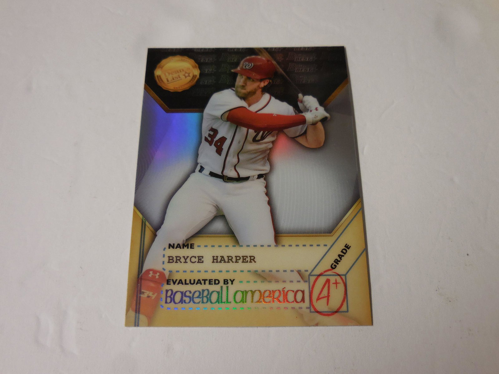 17 BOWMANS BEST BRYCE HARPER REF: 2017 BOWMANS BEST BRYCE HARPER REFRACTOR CARD SCOUTING REPORT NATIONALS THIS IS A WONDERFUL CARD FOR ANY COLLECTOR. THIS CARD COMES WITH SLEEVE AND TOP LOADER. PLEASE CHECK PHOTOS TO HELP DETERMINE TH