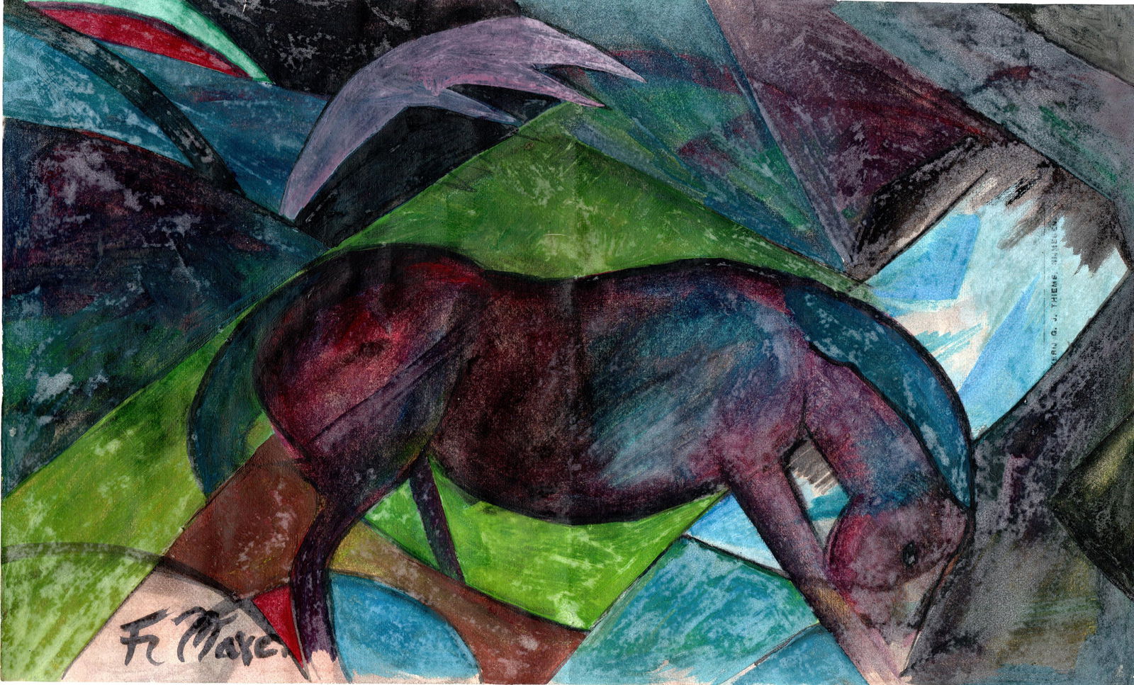 Expressionist German watercolor: MANNER OF Franz Marc (1 of 2)