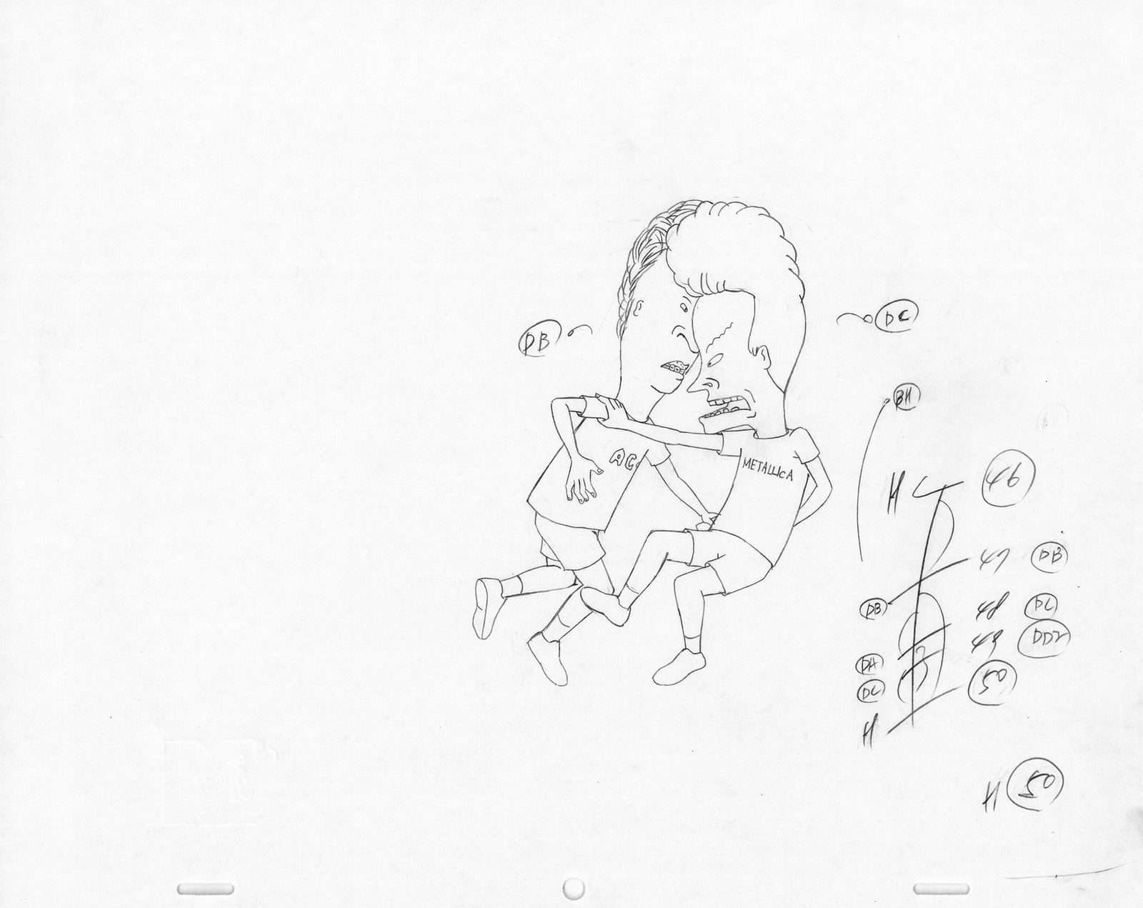 Beavis & Butt-Head Animation Art Original Production Drawing 1990s: Title of Item: Beavis & Butt-Head Animation Art Original Production Drawing 1990s Description of Item: MTV's Smash Cartoon Hit Beavis and Butt-Head (1993). Original production drawing. 