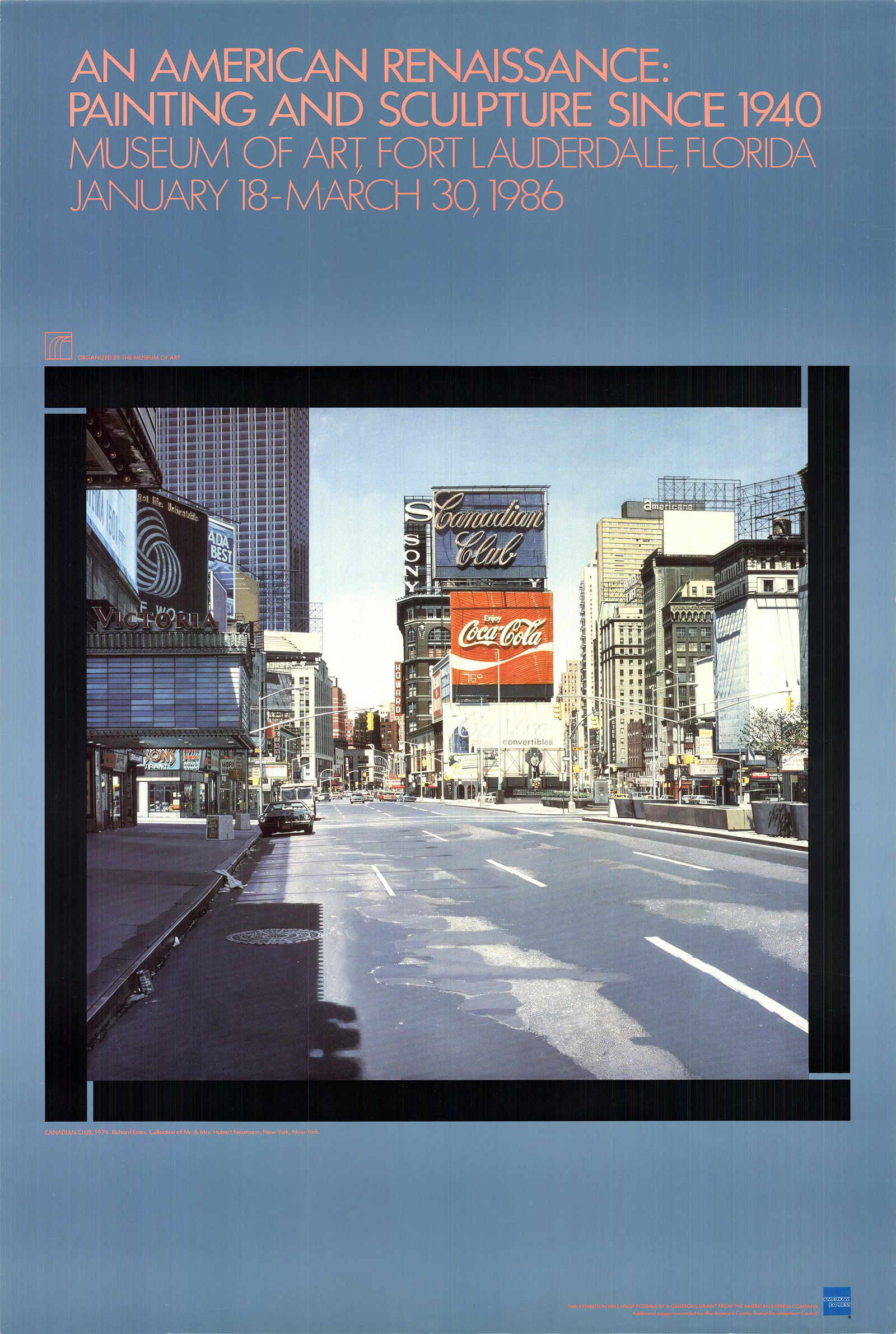 25 Richard Estes 1986 Canadian Club Posters: This is a pack of 25 Offset Lithographs by Estes, titled "Canadian Club". The overall size of each Offset Lithograph measures 36 x 24 inches. The Offset Lithographs are Unsigned from an edition of 100