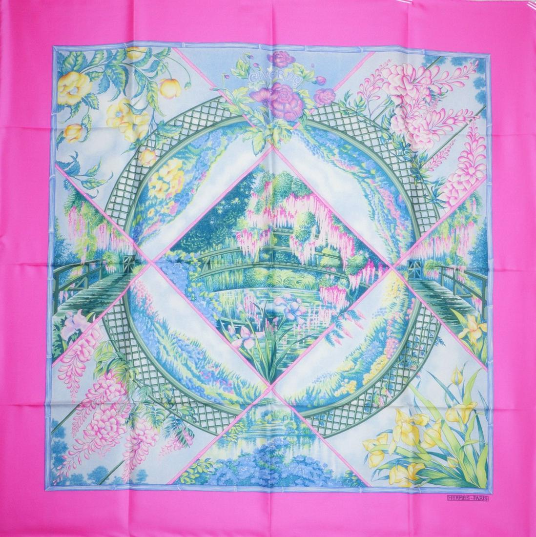 Hermes Scarf/Foulard - Giverny - SE - Excellent condition: Title: Hermes Scarf/Foulard - Giverny - SE - Excellent condition Materials: Silk Dimension: 35.5 x 35.5 (inches) Additional Information: SPECIAL EDITION - The Hermes scarf "Giverny" was designed in 19