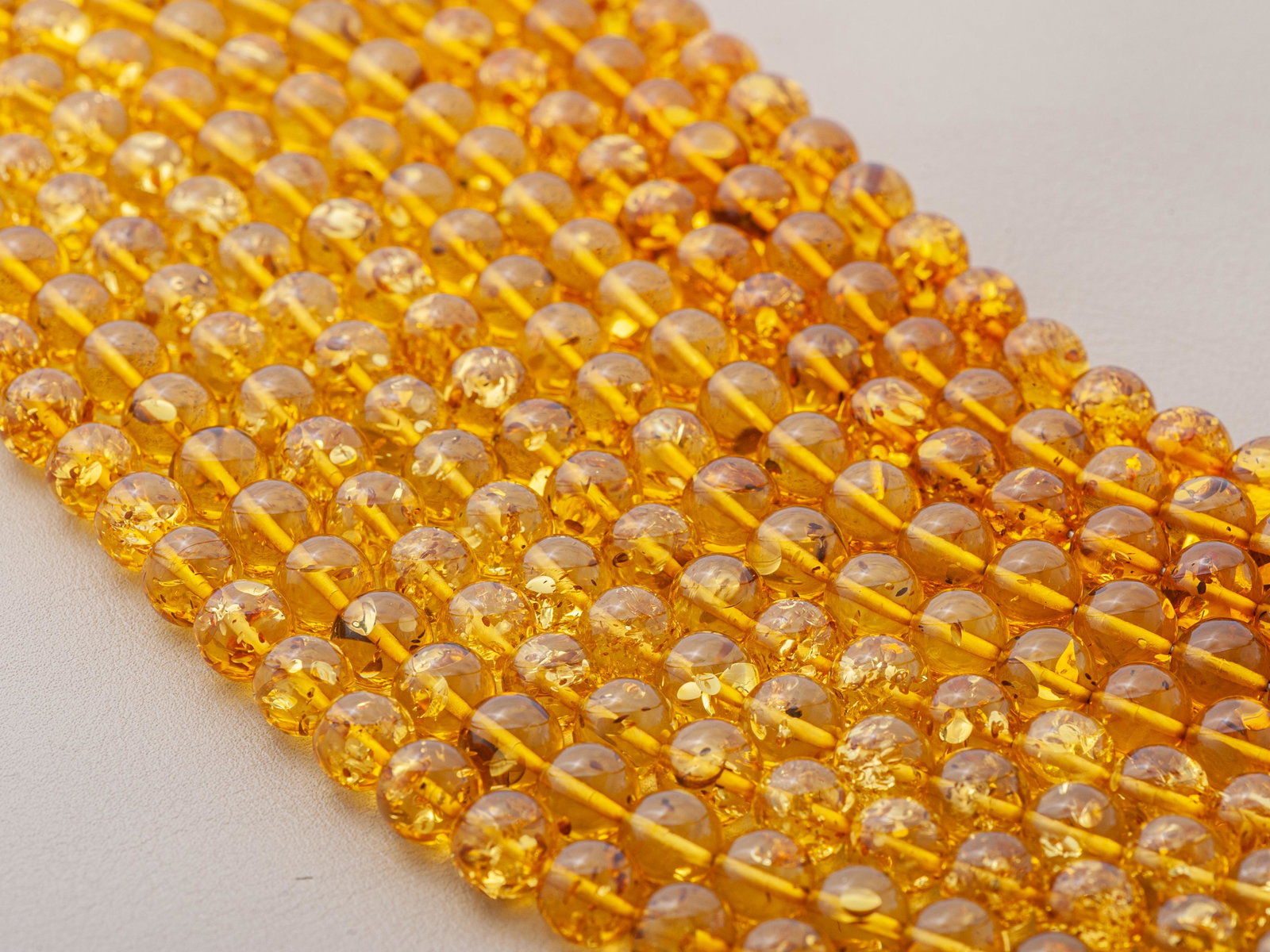 Natural Baltic Amber Beads, 9mm Round Beads, Lemon Color with Flakes inside (1 of 5)