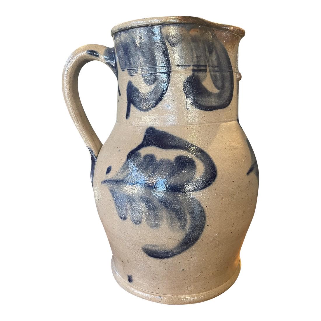 Early 20th C. Salt Glazed Crockery Pitcher (1 of 9)