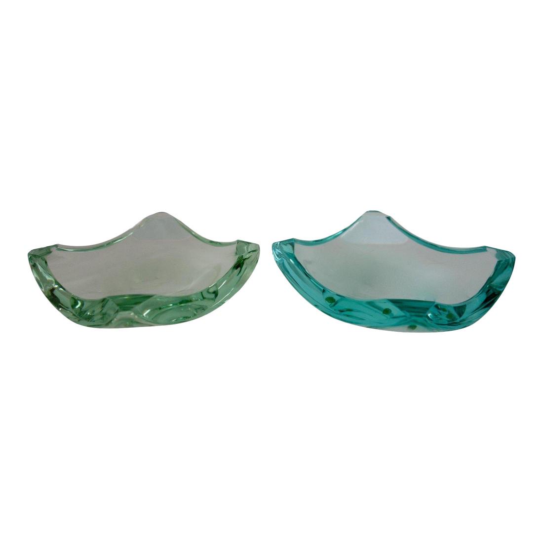 Erwin Burger Fontana Arte Glass Dishes - a Pair: Fantastic pair of Erwin Burger Fontana Arte hand-blown glass dishes. 6?W × 6?D × 2?H STYLES Mid-Century Modern BRAND Fontana Arte DESIGNER Erwin Walter Burger PERIOD 1950s ITEM TYPE Vintage, Antique