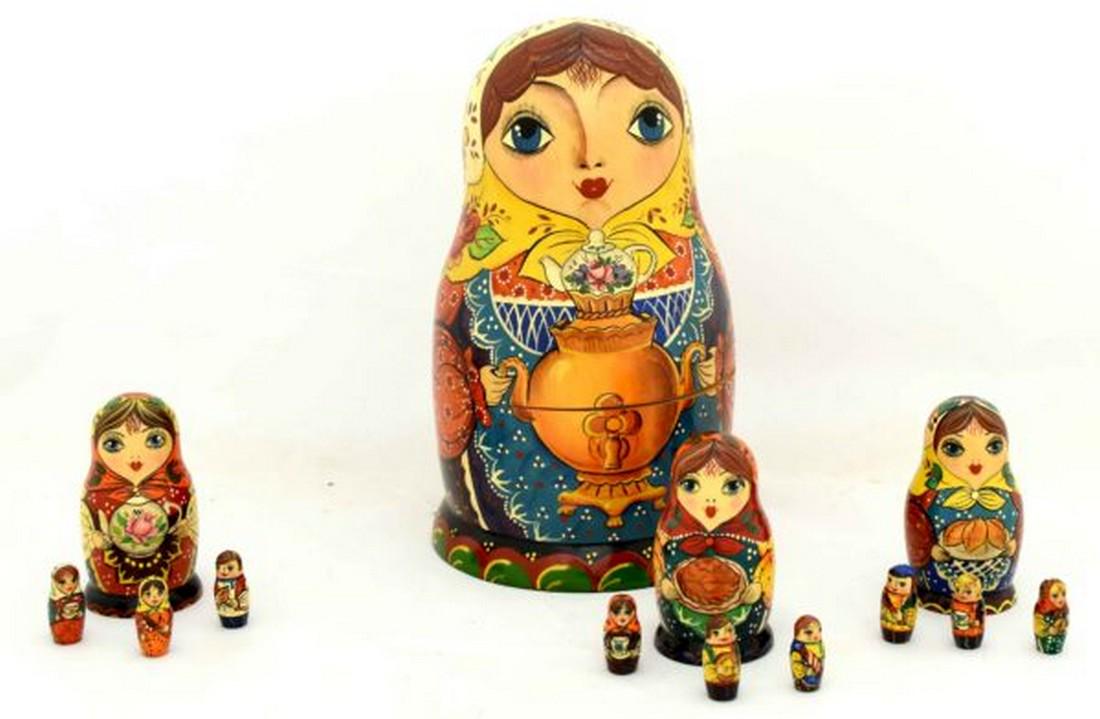 Matreshka: Matreshka. Traditional russian wooden nesting doll. Hand made, hand painted. Sergiyev Posad, 13 pcs. Dimensions; 10 × 17 cm Reserve: $140.00 Shipping: Domestic: Flat-rate of $40.00 to anywhere within