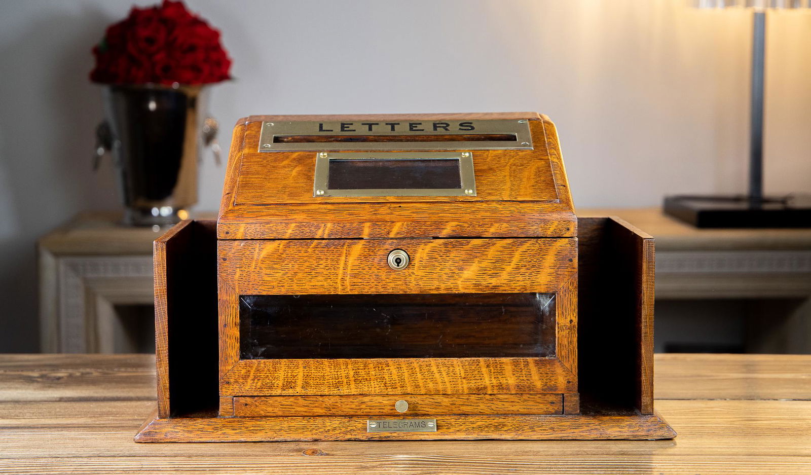 Hotel Letter Box Golden Oak c.1890 (1 of 9)