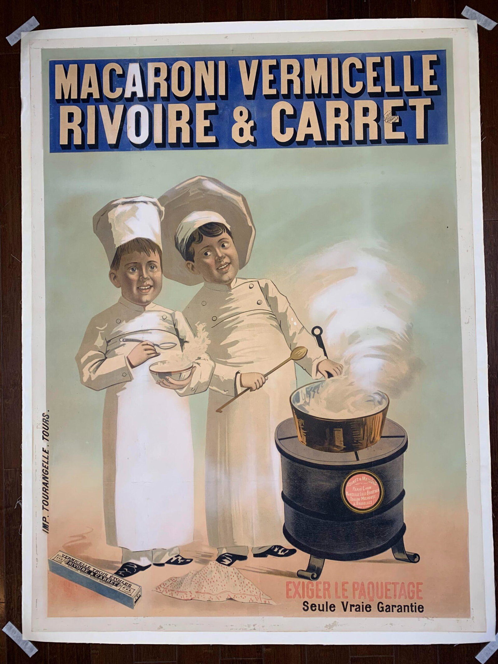 Rivoire & Carret Macaroni - Belle Epoque (1900's) 44" x 57" French Advertising Poster LB (1 of 9)