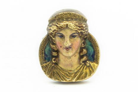 Estate Art Nouveau Mardi Gras Comus Enamel Pin Circa 1908: Title: Estate Art Nouveau Mardi Gras Comus Enamel Pin Circa 1908 Description: Estate Art Nouveau Mardi Gras Comus Enamel Pin Circa 1908; 14k gold; 3.40dwt. The Mystick Crewe of Comus is the oldest and