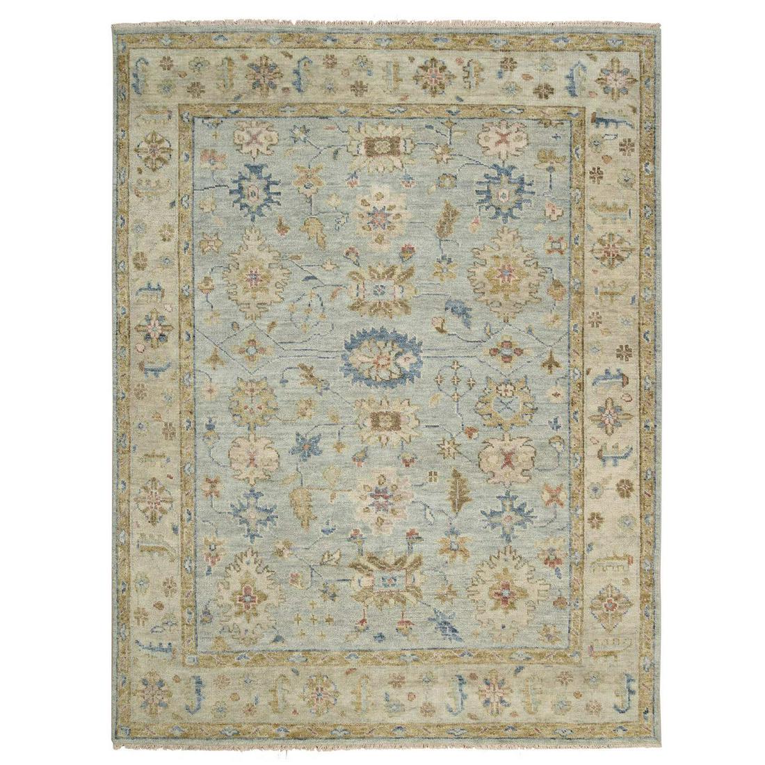 Seafoam Green, Oushak Design, Pure Wool Hand Knotted Oriental Rug (1 of 12)