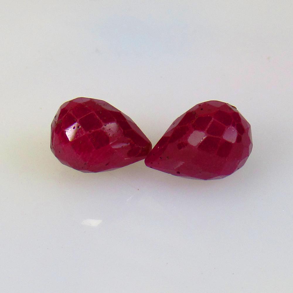 8.05 Ctw Natural 2 Mozambique Red Ruby Pear Drop Beads (1 of 2)