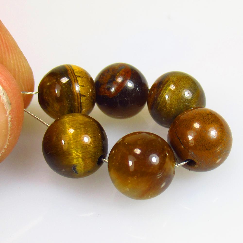 25.88 Ctw Natural 6 Tiger's Eye Drilled Round Ball Beads (1 of 2)