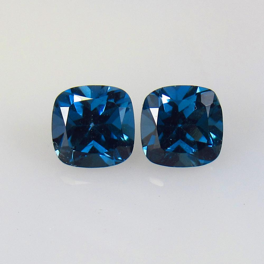 2.57 Ctw Natural London Blue Topaz Cushion Pair (1 of 2)