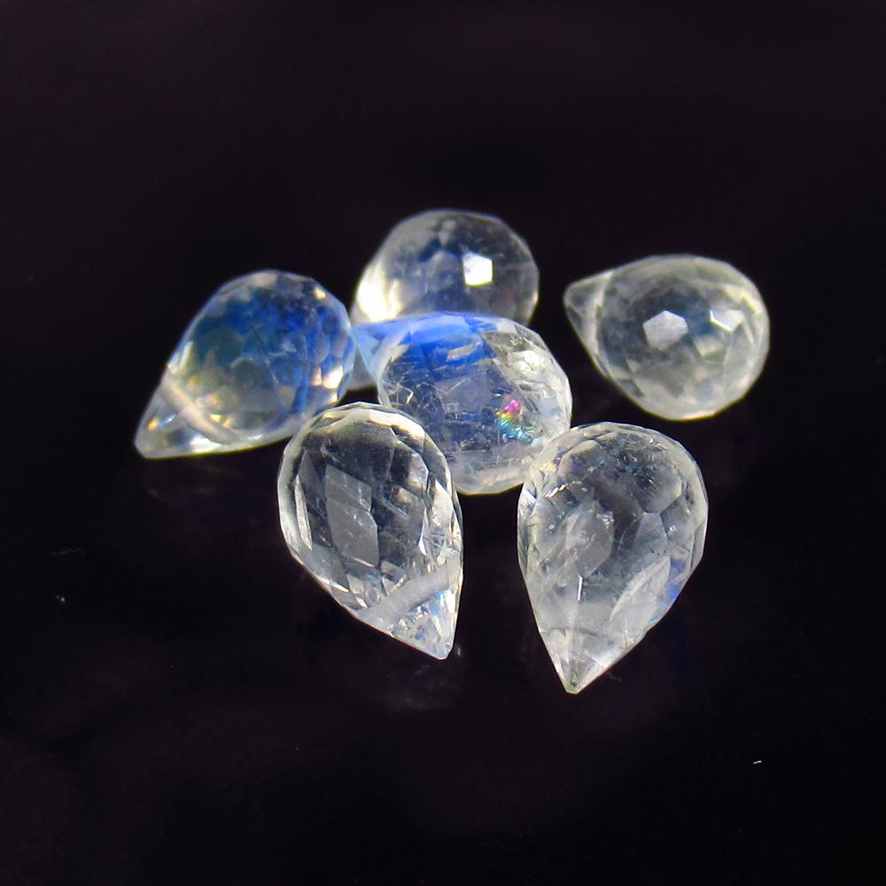 6.57 Ctw Natural 6 Blue Moonstone Pear Drop Beads: No Reserve! Title: 6.57 Ctw Natural 6 Blue Moonstone Pear Drop Beads Stone Clarity: Translucent Gemstones: Natural Moonstone Beads Carat Weights: 6.57 Size/Dimensions: 7.3x5.1 - 7.8x5.2 mm / 6 PC's Ad
