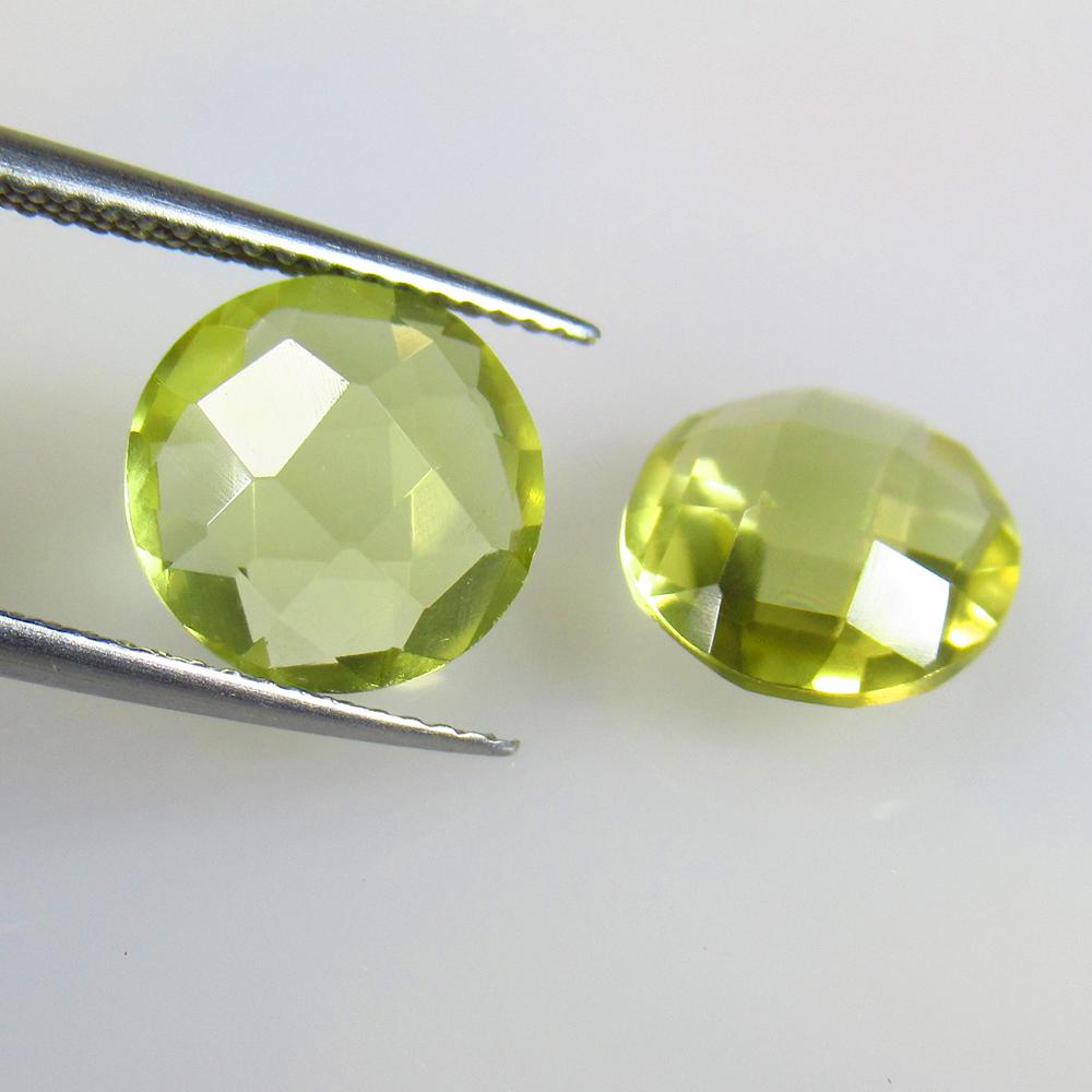6.37 Ctw Natural Lemon Quartz Round Checkerboard Pair: No Reserve! Title: 6.37 Ctw Natural Lemon Quartz Round Checkerboard Pair Stone Clarity: VVS Gemstones: Natural Lemon Quartz Carat Weights: 6.37 Size/Dimensions: 10.20 x 10.20 x 4.90 mm / 2 Pc's Additi