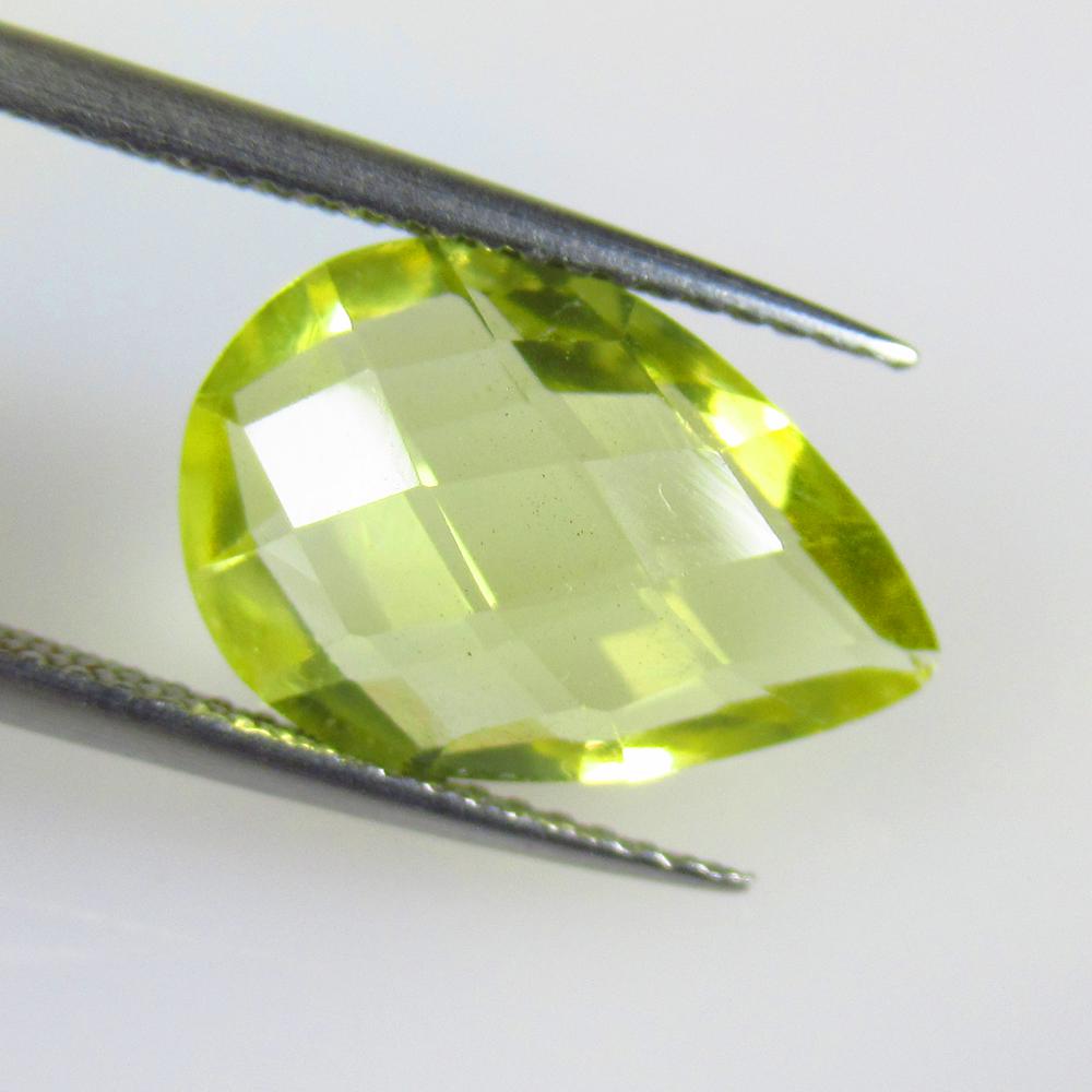 4.21 Ctw Natural Lemon Quartz Pear Checkerboard Cut: No Reserve! Title: 4.21 Ctw Natural Lemon Quartz Pear Checkerboard Cut Stone Clarity: VVS Gemstones: Natural Lemon Quartz Carat Weights: 4.21 Size/Dimensions: 14.80 x 10.00 x 5.20 mm Additional Inform