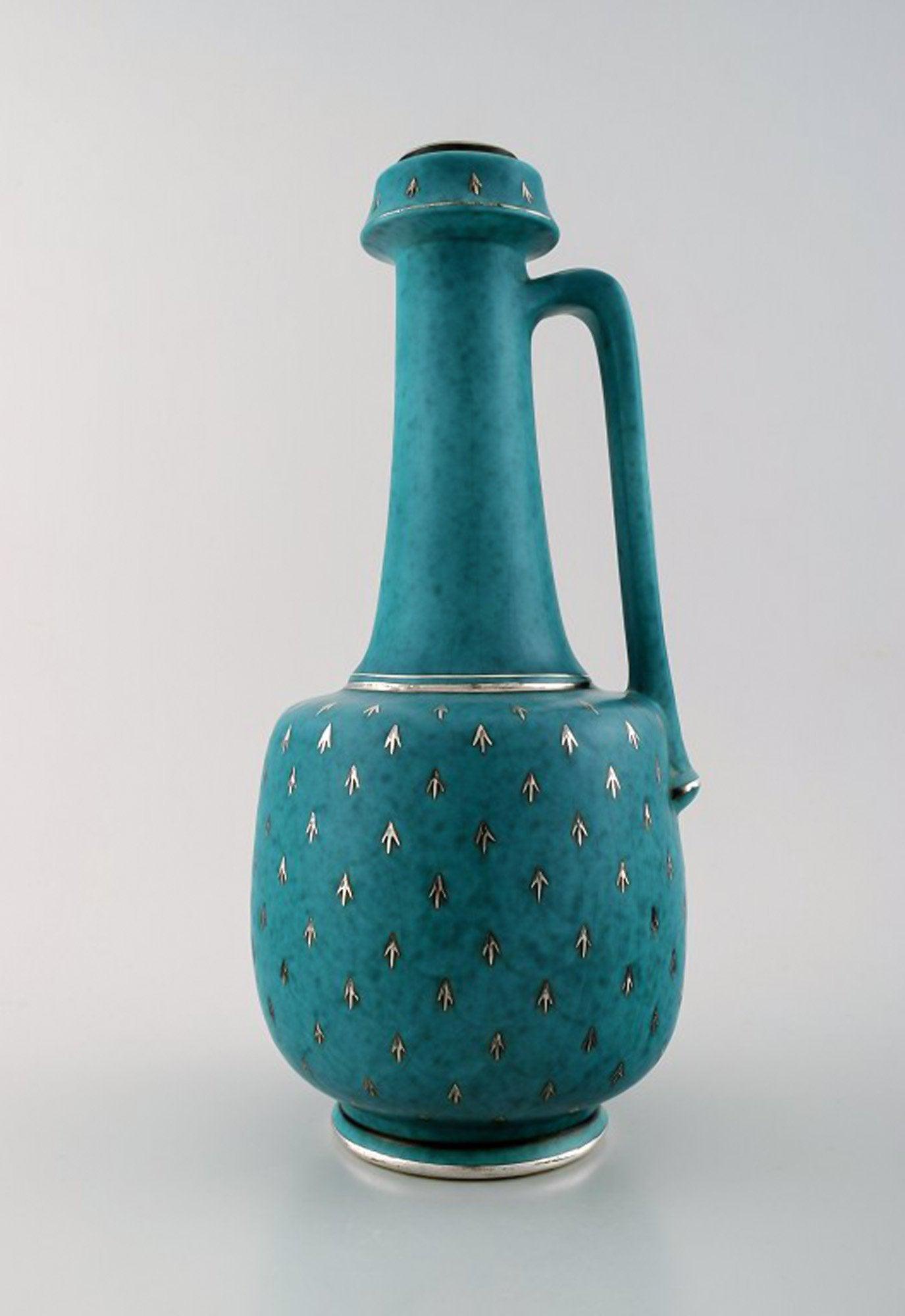 Wilhelm Kage/Kage, Gustavsberg, Argenta Art deco large vase / bottle. (1 of 8)