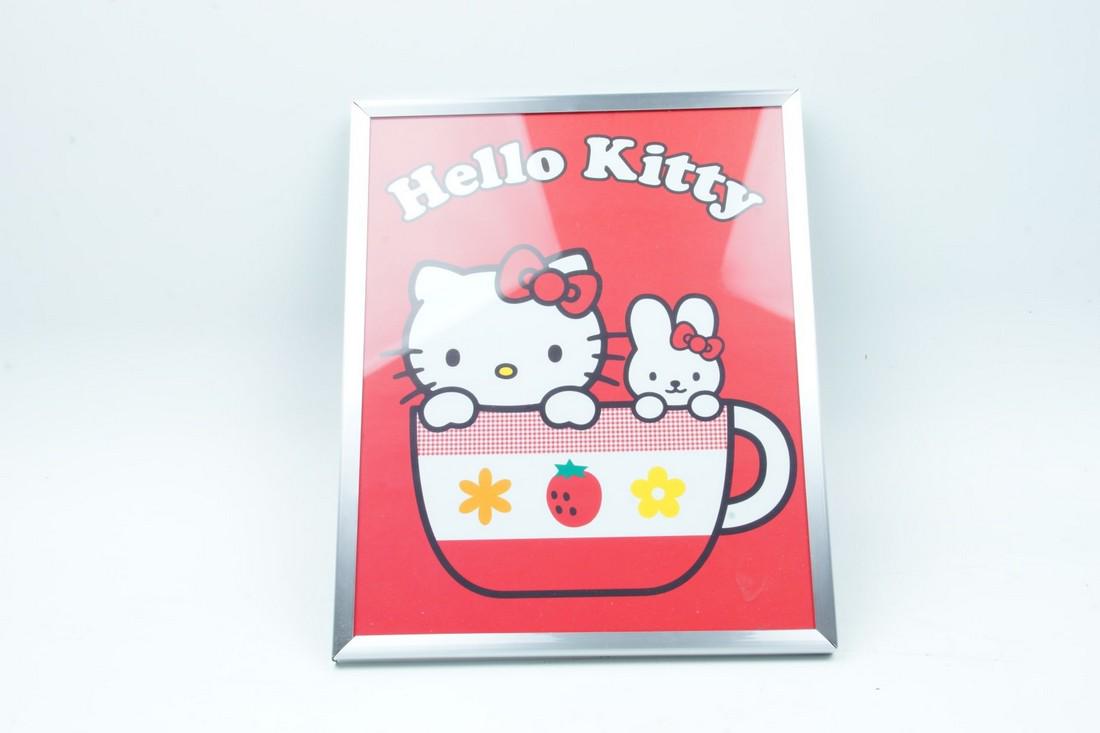 Painting Hello Kitty In a mug Kawaii: Title: Painting Hello Kitty In a mug Kawaii Brand/Maker: Hello Kitty Material: Wood / Print / Glass Additional Information: 7 X 9 Inch Reserve: $45.00 Shipping: Domestic: Free shipping to anywhere wit