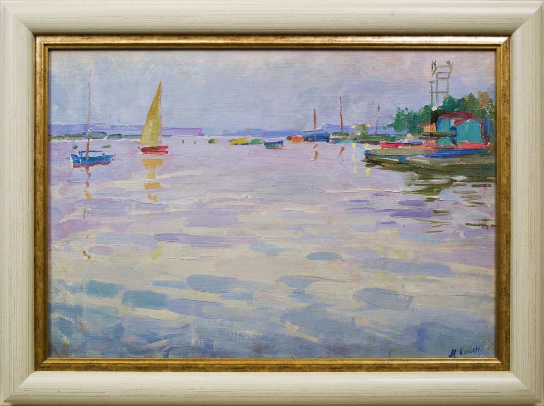 Kokin Mykhaylo (Ukrainian, 1921 – 2009), "Evening on the river", oil on canvas on board (1 of 5)