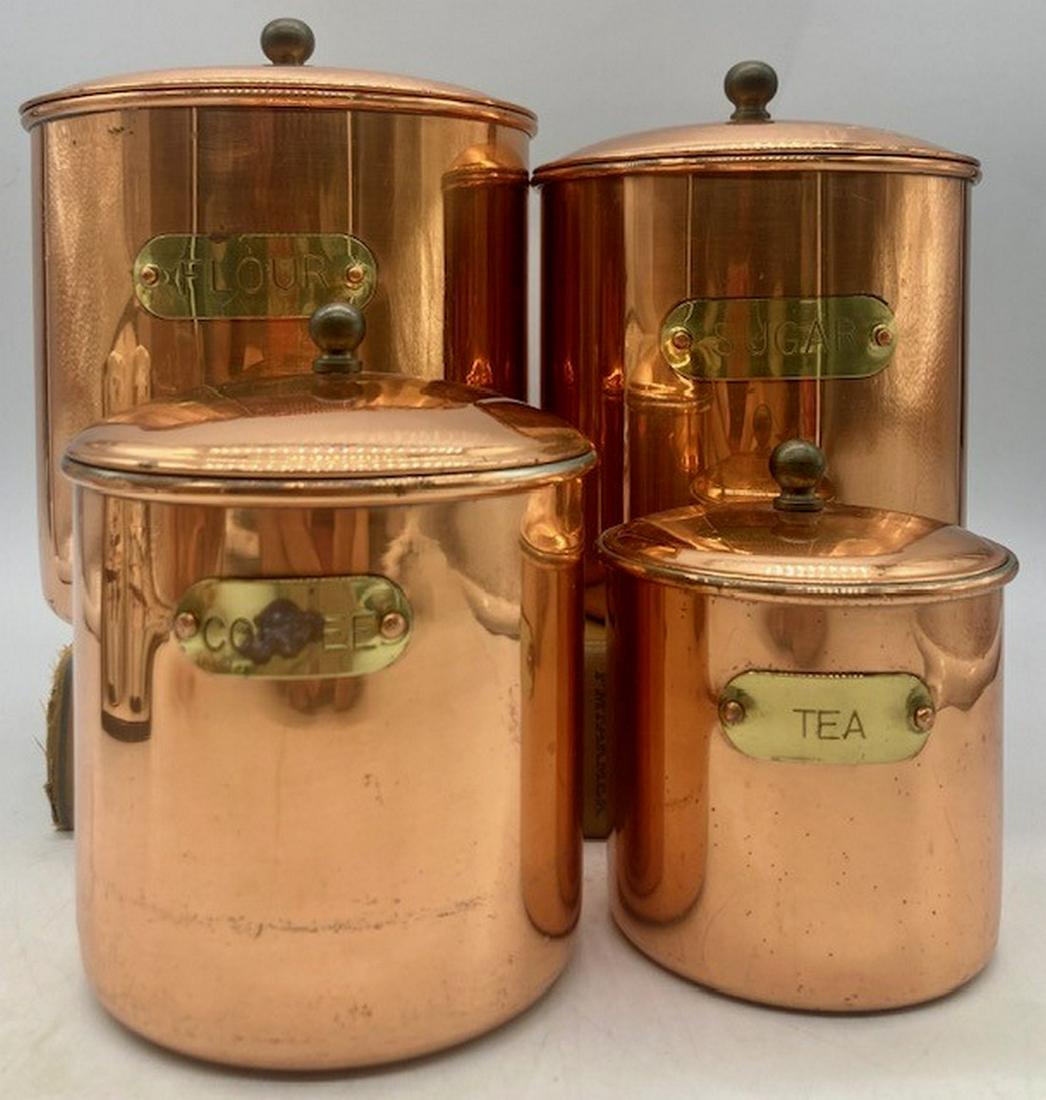 VINTAGE AURUS COPPER NESTING CANISTER SET MADE IN PORTUGAL (1 of 8)