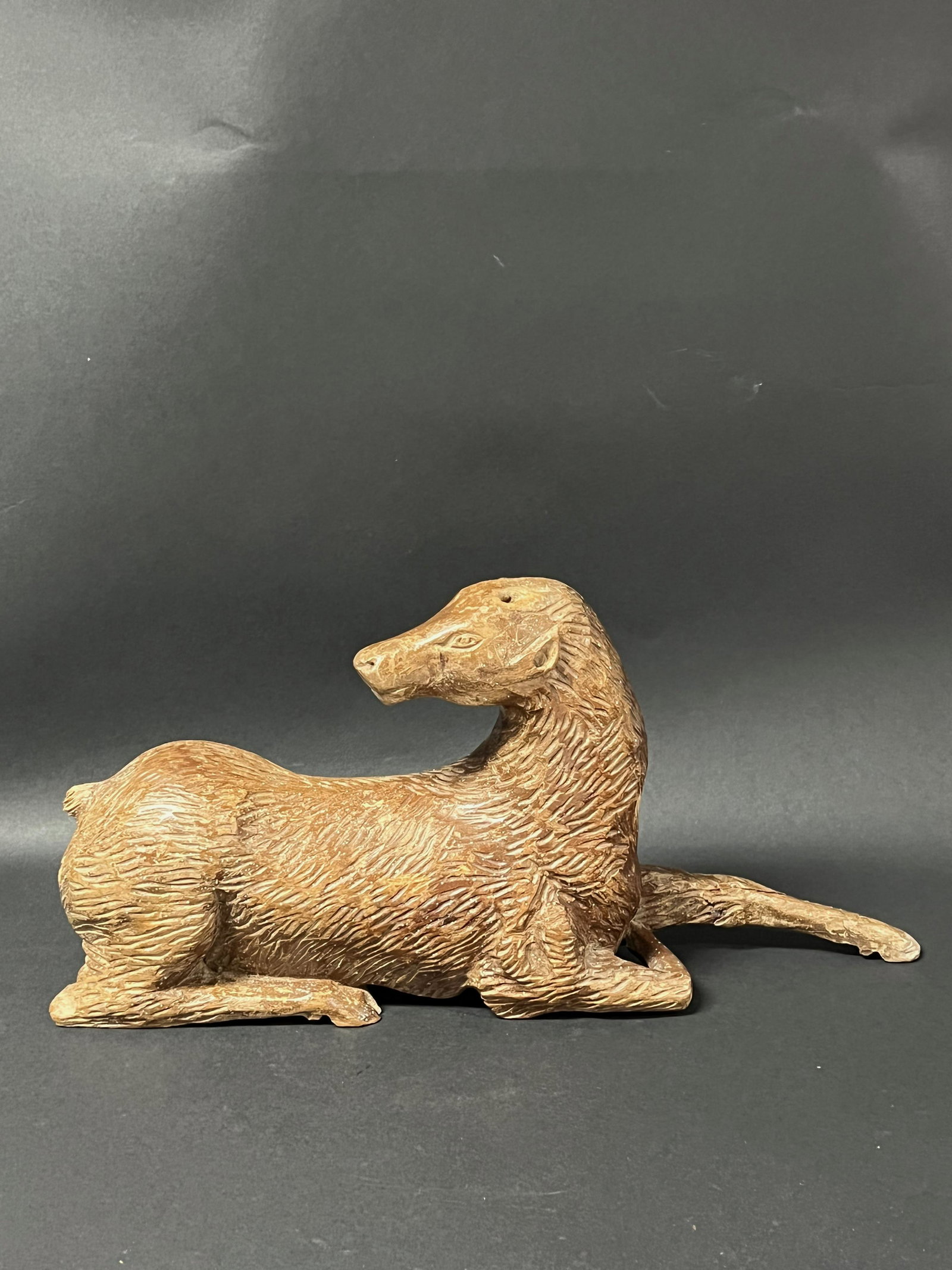 Deer: Title: Deer Date/Period: 20th Century Dimension: 8 inches high x 16 inches wide Material: wood Additional Information: Carved Wood Paper Mache Mold of Deer Reserve: $90.00 Shipping: Domestic: Flat-rat