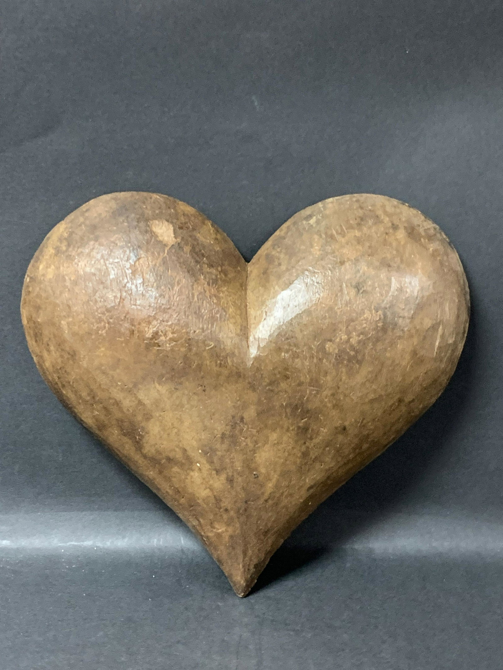 Large Heart: Title: Large Heart Date/Period: 20th Century Dimension: 11.5 inches high x 13.5 inches wide Material: wood Additional Information: Carved Wood Paper Mache Mold of Large Heart Reserve: $95.00 Shipping: