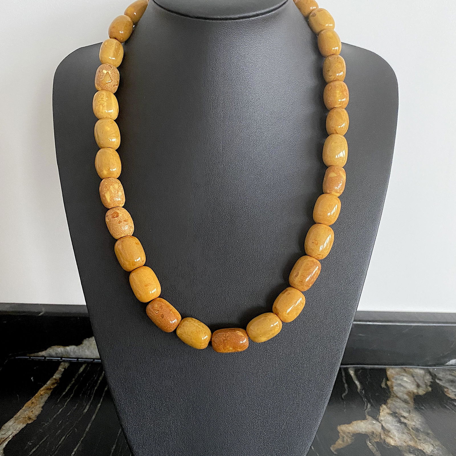 Magnificent Unique Vintage Amber Necklace made from Barrel shaped Amber beads (1 of 11)