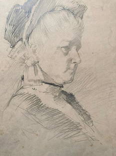 Portrait of a Woman (by leader of "Southern Art Renaissance") c. 1895: Many of you clicking on this drawing are probably doing so because you know of Ellsworth Woodward, who with his brother William Woodward around the turn of the 20th century sparked an arts renaissance