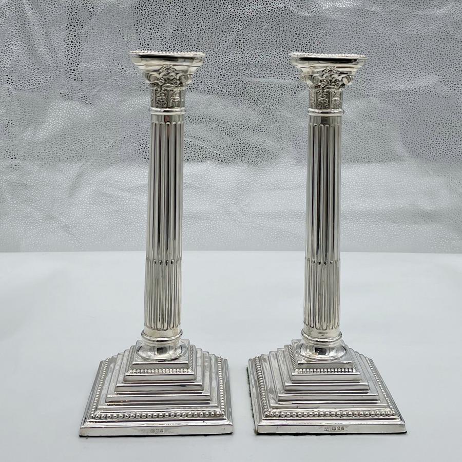 20th Century Modern Sterling Silver Pair Candlesticks London 1978 David Shaw Silverware Ltd (1 of 12)