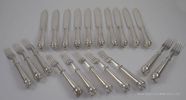 Lot of Rare Sterling Silver HH Fish Knives and Forks with Sterling Silver Blade and Fork Tine (1 of 6)