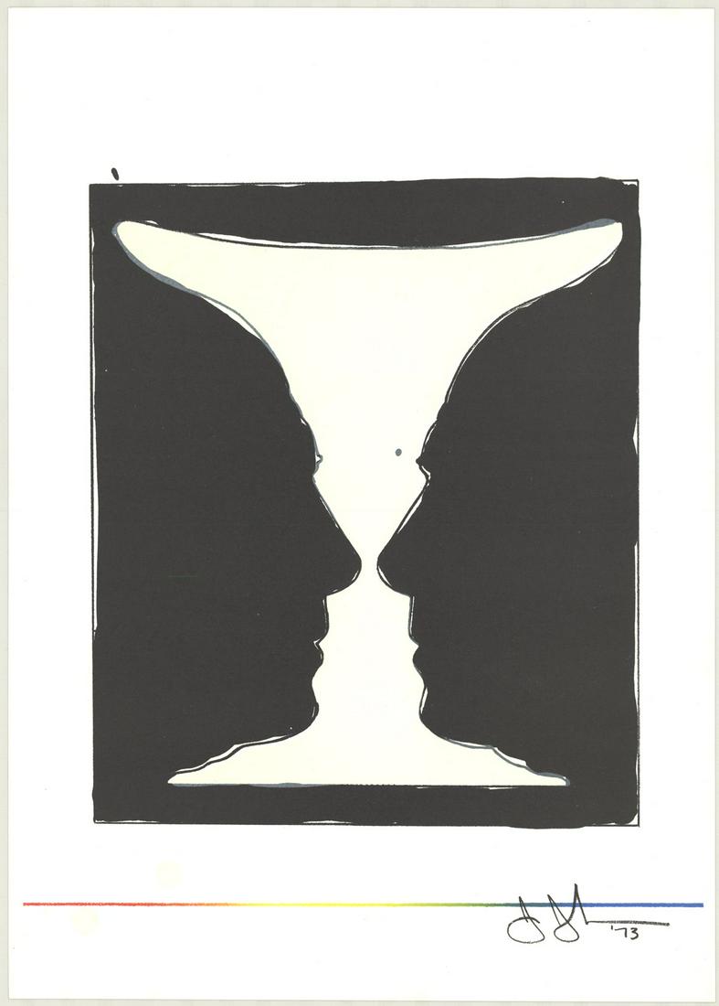 Jasper Johns - Cup, Two Picasso Profiles - 1973 Lithograph 20" x 16" (1 of 1)