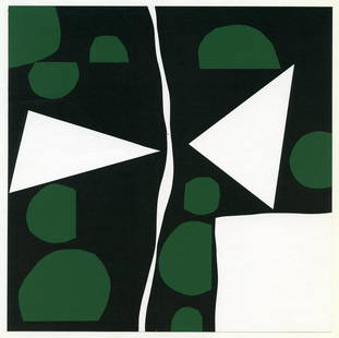 Richard Mortensen serigraph "Tavignano": Medium: serigraph / silkscreen. Printed in 1964 on thin wove paper by Imprimerie Mazarine and published in Paris by Galerie Denise Rene for the rare exhibition catalogue "Hard Edge". This work was att