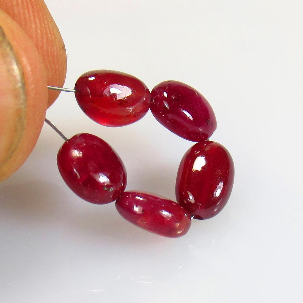 10.56 Ctw Natural 5 Mozambique Red Ruby Dumble Beads (1 of 2)