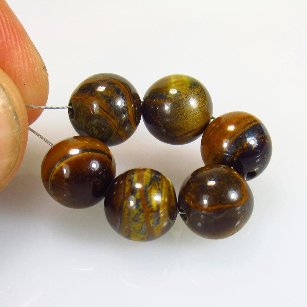 27.06 Ctw Natural 6 Tiger's Eye Drilled Round Ball Beads (1 of 2)